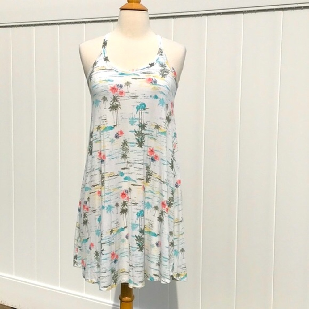 SO Tropical Beach Print Halter Style Swing Dress Size XSmall